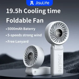 JisuLife Portable Handheld Fan 5000mAh 19.5h cooling Foldable Hand Fans