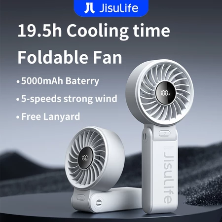 JisuLife Portable Handheld Fan 5000mAh 19.5h cooling Foldable Hand Fans