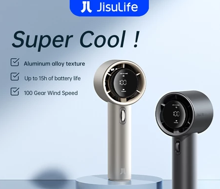 JisuLife Handheld Fan Portable Bladeless Mini Fan Recharable 100 Level