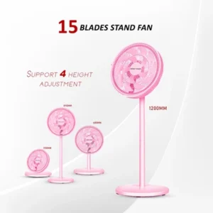 SwissThomas 15 Blade Electric Stand Fan Adjustable Fan Table Fan