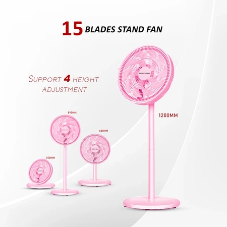 SwissThomas 15 Blade Electric Stand Fan Adjustable Fan Table Fan
