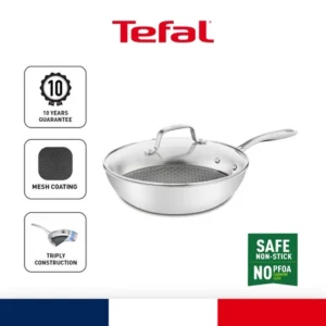 Tefal Eternal Coated Stainless Steel Wokpan With Lid 28cm