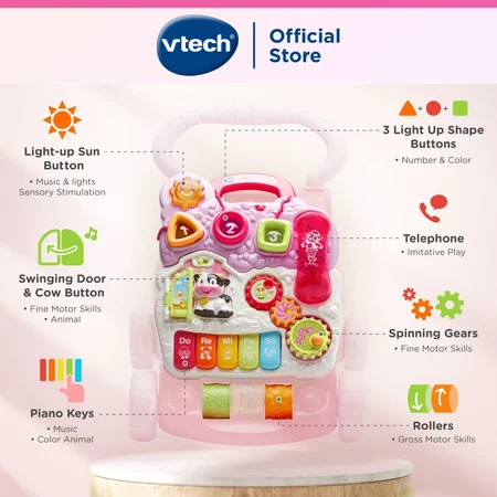 VTech Sit To Stand Learning Baby Walker Toddler Walker - Pink - Image 2