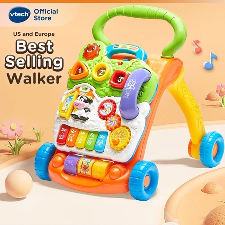 VTech Baby Walker - Toddler Sit To Stand Learning Walker Music Toys - Orange
