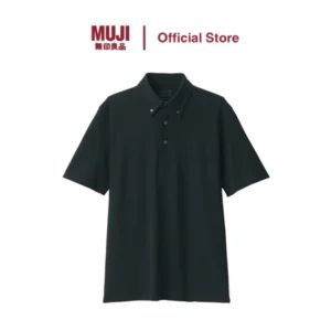 MUJI Men Cool Touch Pique Button Down Short Sleeve Polo Shirt