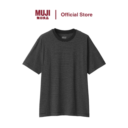 MUJI Mens Jersey Striped Crew Neck Short Sleeve T-Shirt