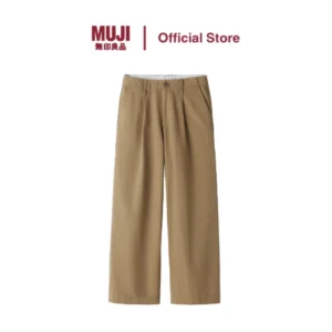 MUJI Women Slub Yarn Chino Darted Wide Pants