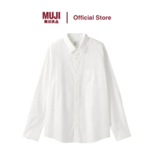 MUJI Men's Washed Broad Cloth Long Sleeve Shirt