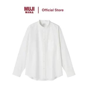 MUJI Gentleman's Washed Oxford Stand Collar Long Sleeve Shirt Gentleman's