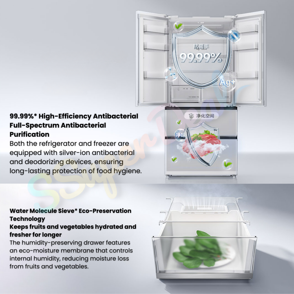 (Pre-order)Xiaomi Mijia Refrigerator 508L Full-Area Antibacterial & Deodorization French-Style Wide Drawers - Image 9