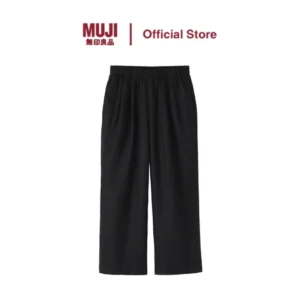 MUJI Women Washed Linen Easy Wide Pants Lady