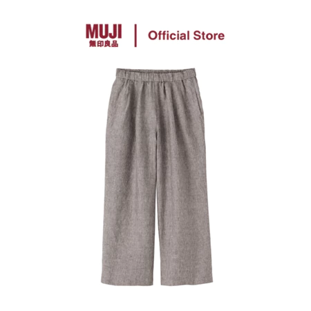 MUJI Women Washed Linen Easy Wide Pants Lady