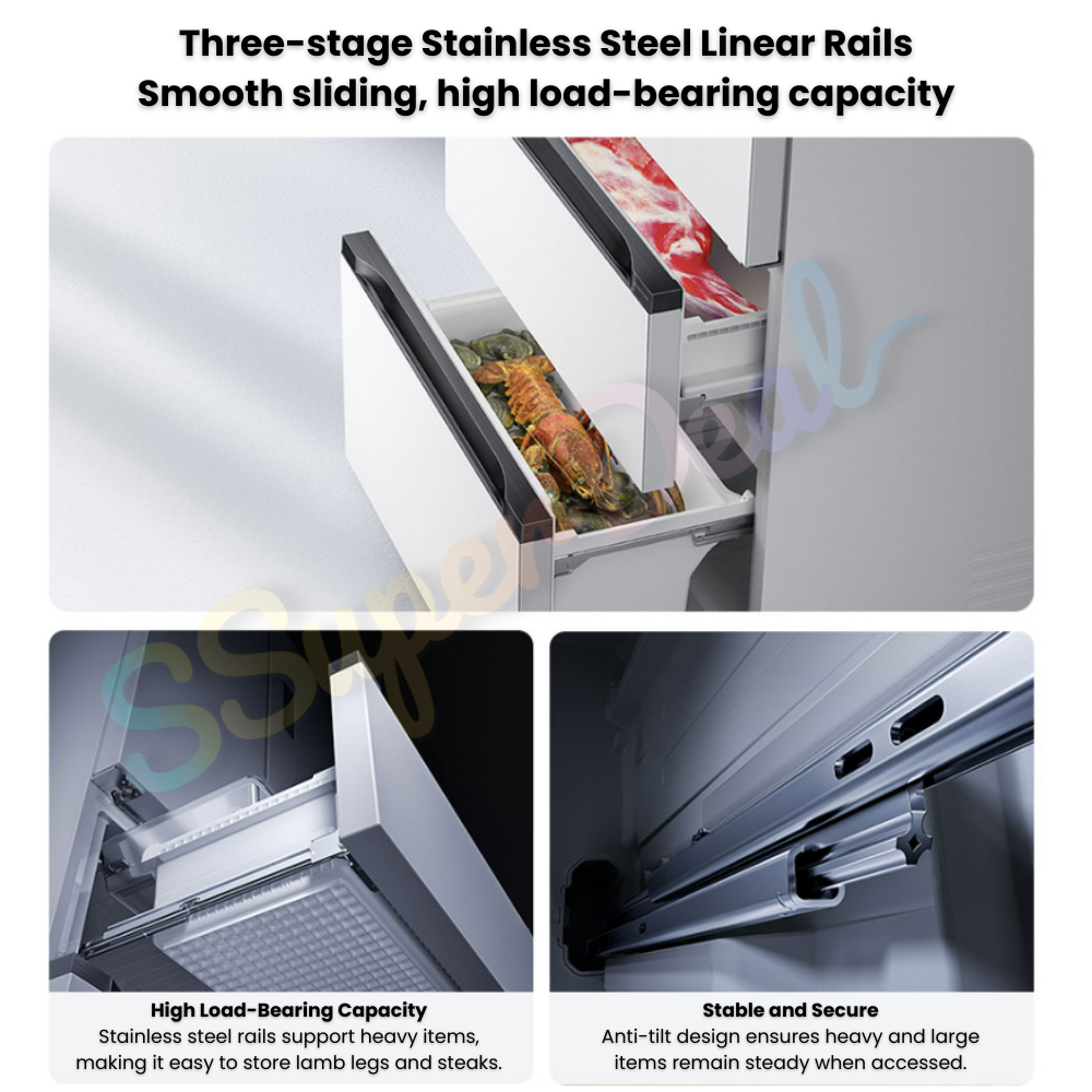 (Pre-order)Xiaomi Mijia Refrigerator 508L Full-Area Antibacterial & Deodorization French-Style Wide Drawers - Image 8