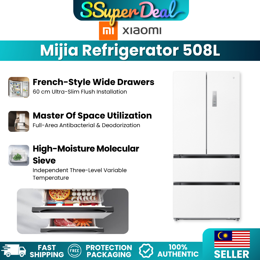(Pre-order)Xiaomi Mijia Refrigerator 508L Full-Area Antibacterial & Deodorization French-Style Wide Drawers