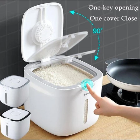 HomePro Kech Plastic Rice Container Nano 4KG White - Imej 2