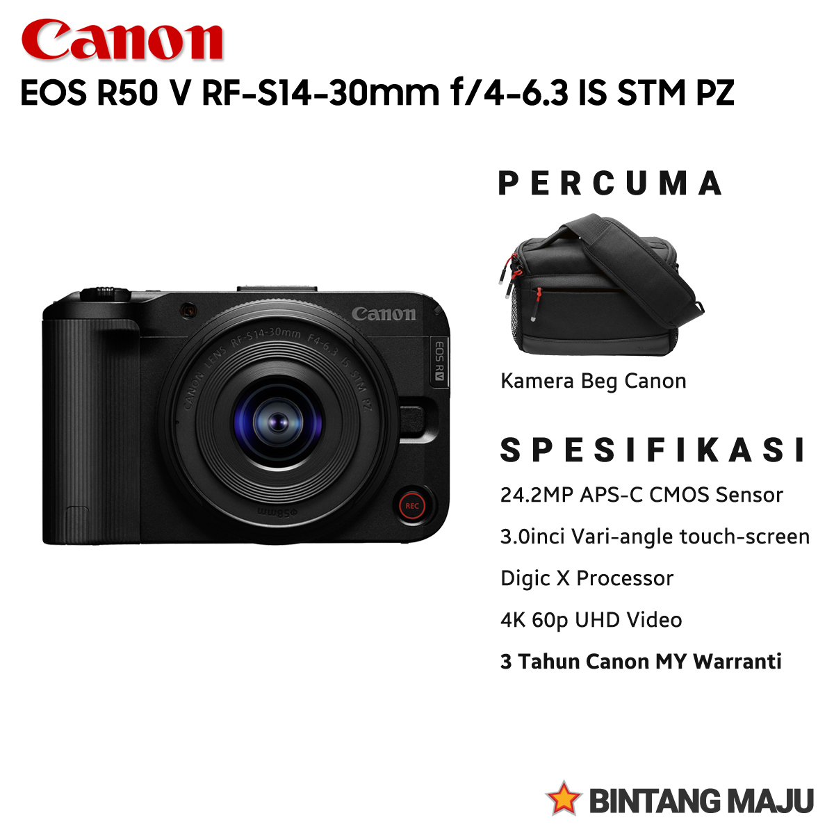 Canon EOS R50V RF14-30 F4-6.3 IS STM PZ V Log Kamera BLACK | WHITE - Image 6