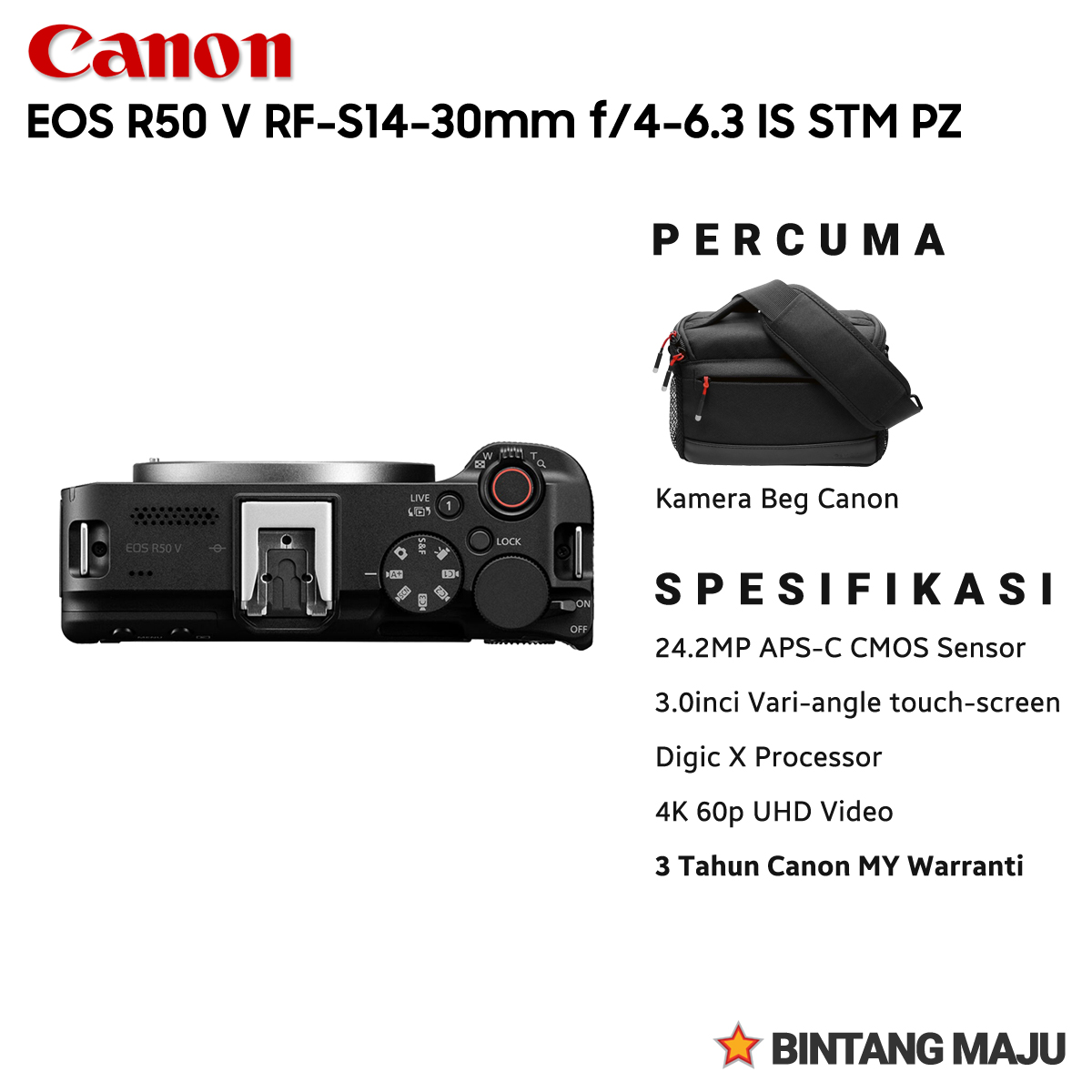 Canon EOS R50V RF14-30 F4-6.3 IS STM PZ V Log Kamera BLACK | WHITE - Image 4