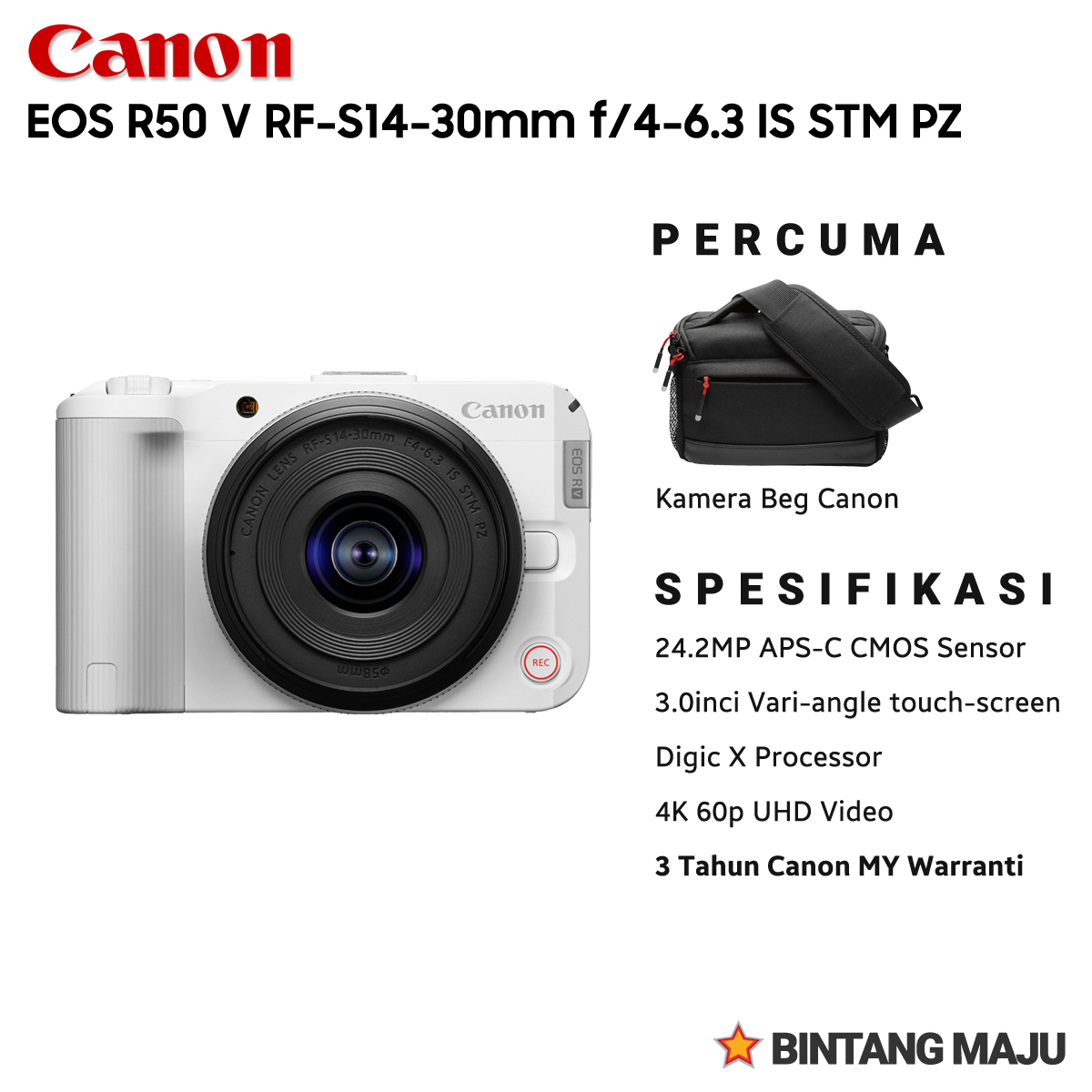 Canon EOS R50V RF14-30 F4-6.3 IS STM PZ V Log Kamera BLACK | WHITE - Image 3