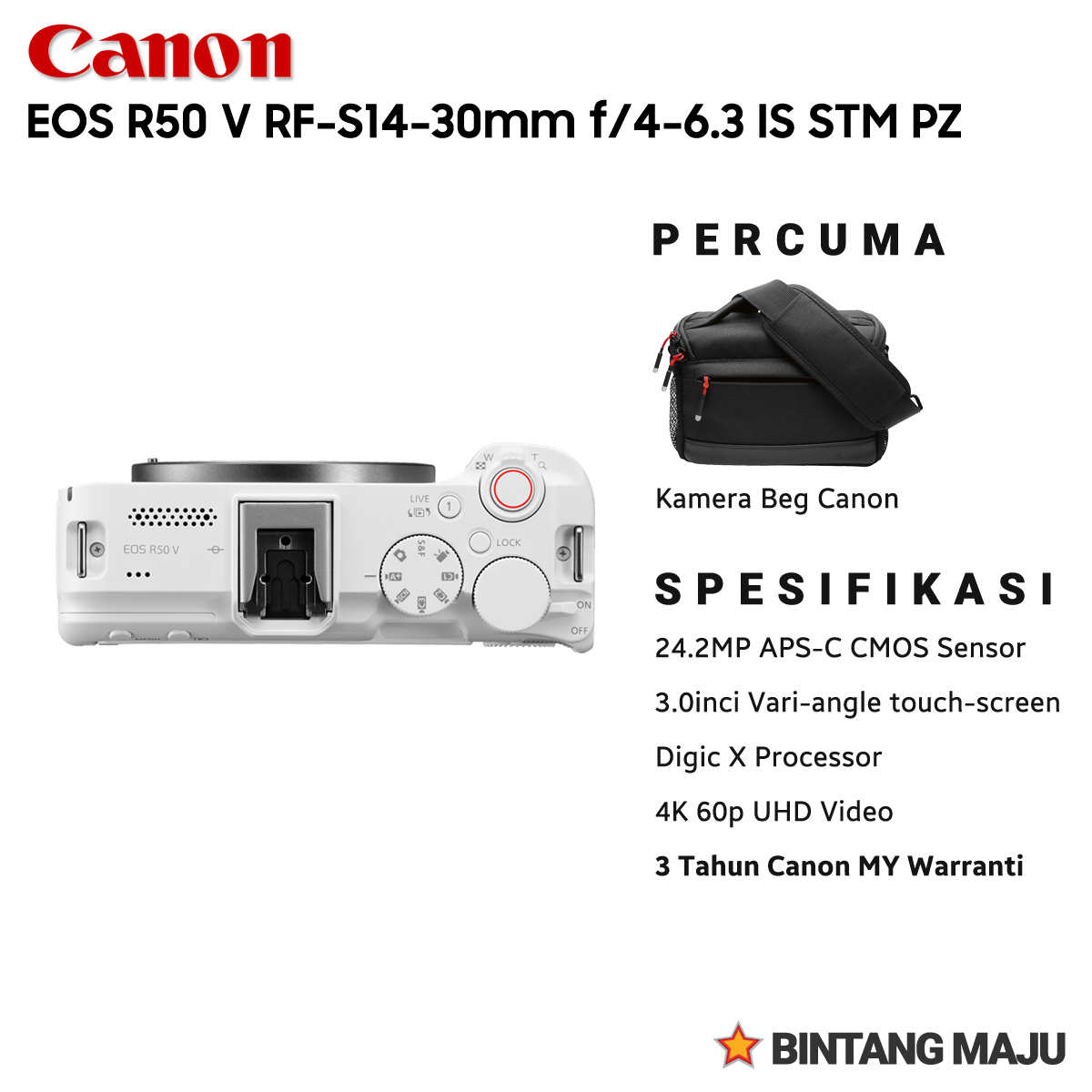 Canon EOS R50V RF14-30 F4-6.3 IS STM PZ V Log Kamera BLACK | WHITE - Image 2