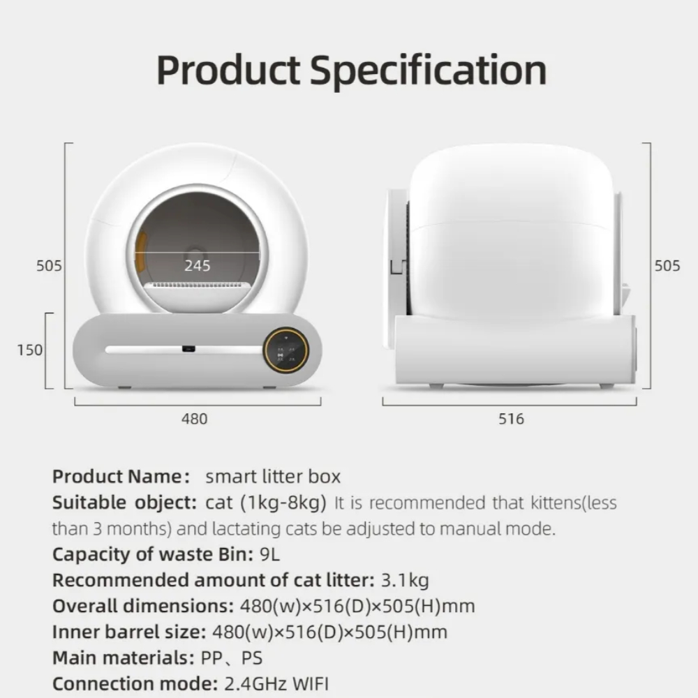 Smart Pets Space Pro Automatic Cat Litter Box 65L (Rose Gold) - Image 2