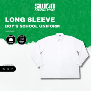 SWAN Hard Collar White Shirt Kemeja Long Sleeve Boy's School Uniform