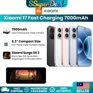 (Pre-order)Xiaomi 17 Fast Charging 7000mAh 6.3″ Compact Size Leica Professional Triple Camera Low-Power Super Sunlight Display(White 12 + 512GB)