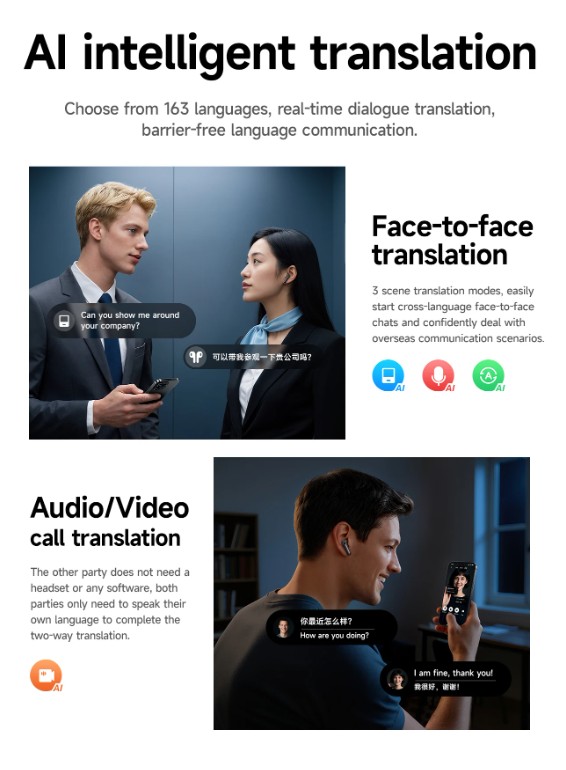 EQ27 ANC+ENC Noise Reduction Wireless Bluetooth Headset Intelligent Ai Translation Headset BT5.4 - Image 4