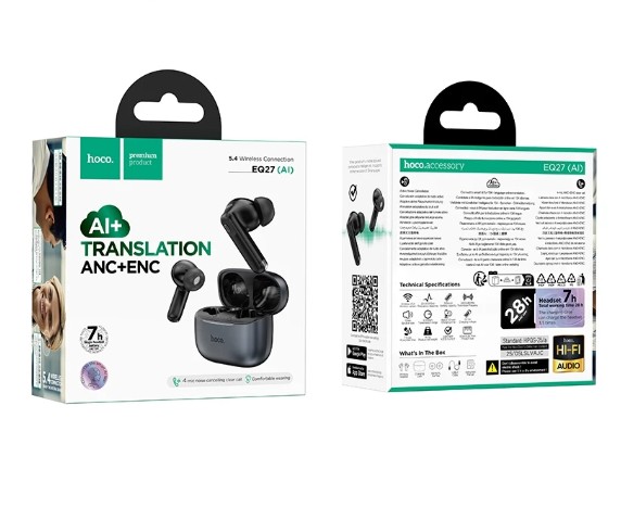 EQ27 ANC+ENC Noise Reduction Wireless Bluetooth Headset Intelligent Ai Translation Headset BT5.4 - Image 11