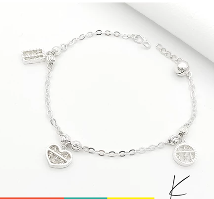 S925 Silver 3 Rantai Tangan 3 Abakus Perak