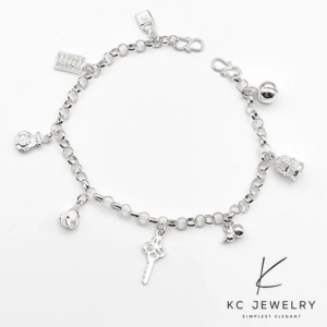 S925 8 Treasure Rantai Gelang Tangan Kaki Budak