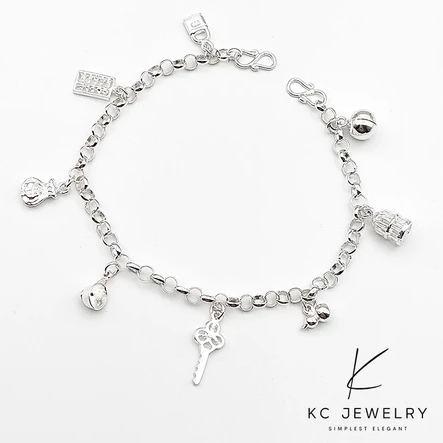 S925 8 Treasure Rantai Gelang Tangan Kaki Budak