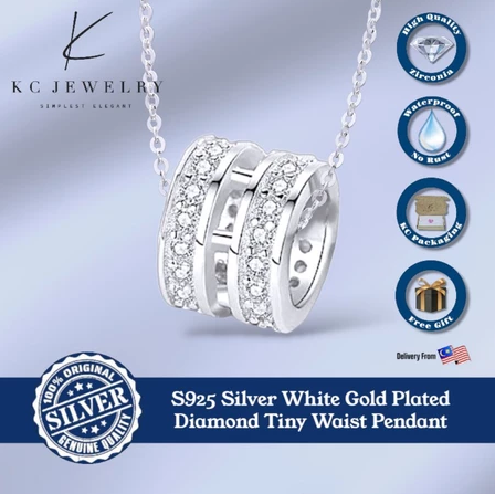 KC Jewelry S925 Silver - White Gold Plated Diamond Tiny Waist Pendant