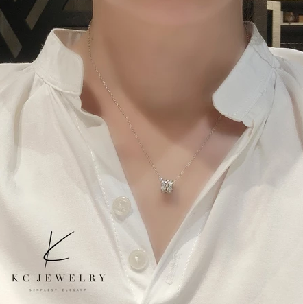 KC Jewelry S925 Silver - White Gold Plated Diamond Tiny Waist Pendant - Image 2