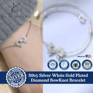 KC Jewelry S925 Silver - White Gold Plated Diamond Graceful Knot Bracelet