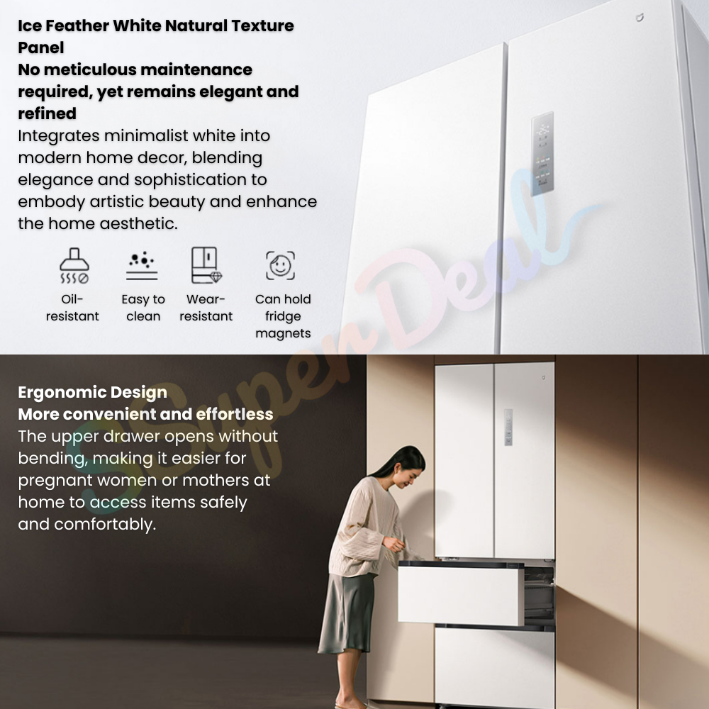 (Pre-order)Xiaomi Mijia Refrigerator 508L Full-Area Antibacterial & Deodorization French-Style Wide Drawers - Image 5