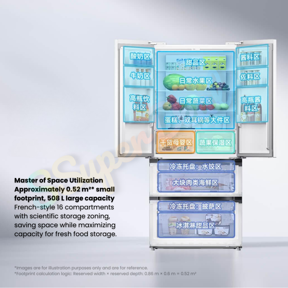 (Pre-order)Xiaomi Mijia Refrigerator 508L Full-Area Antibacterial & Deodorization French-Style Wide Drawers - Image 6