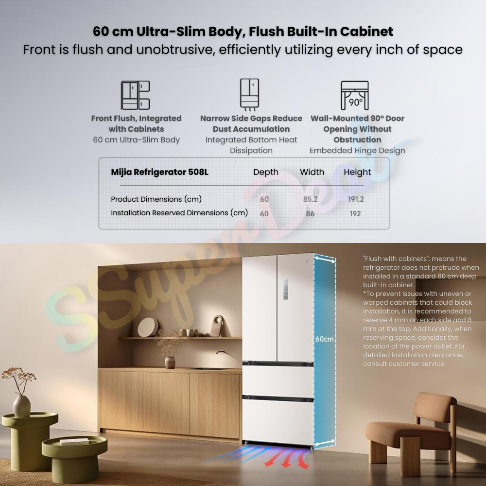 (Pre-order)Xiaomi Mijia Refrigerator 508L Full-Area Antibacterial & Deodorization French-Style Wide Drawers - Image 4