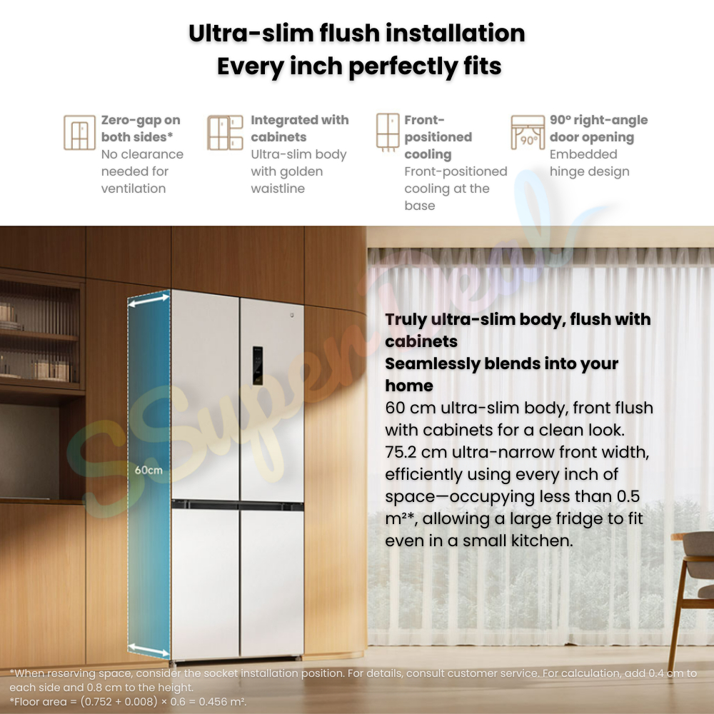 (Pre-order)Xiaomi Mijia Refrigerator 436L with Partitioned Fresh Storage 360° Air-Cooling Circulation BCD-436WMBI - Image 4