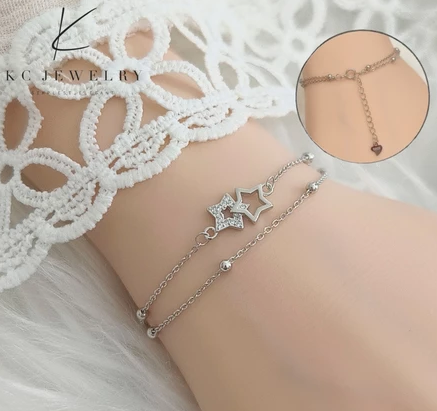 KC Jewelry S925 Silver - White Gold Plated Diamond Luminous Star Bracelet - Image 2