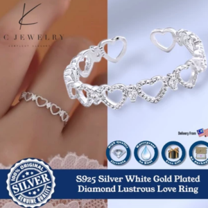 KC Jewelry S925 Silver - White Gold Plated Diamond Lustrous Love Ring