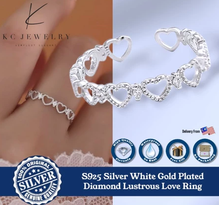 KC Jewelry S925 Silver - White Gold Plated Diamond Lustrous Love Ring