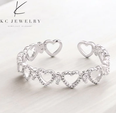 KC Jewelry S925 Silver - White Gold Plated Diamond Lustrous Love Ring - Image 2