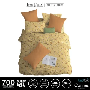 Bedtalk Cannes Collection Fitted Bedsheet Set | Super Soft Yarn Fabric - 700TC, Anti-Static, 25cm