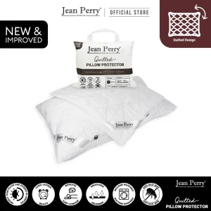 Jean Perry Quilted Pillow Protector (2pcs) - Anti-Dust Mite & Machine Washable White Pillow Cover