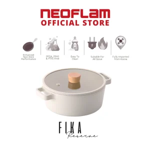 Neoflam FIKA RESERVE Healthy Ceramic Coating 22cm Casserole with Glass Lid