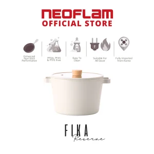 NEOFLAM FIKA RESERVE Healthy Ceramic Coating 22cm Deep Casserole with Glass Lid