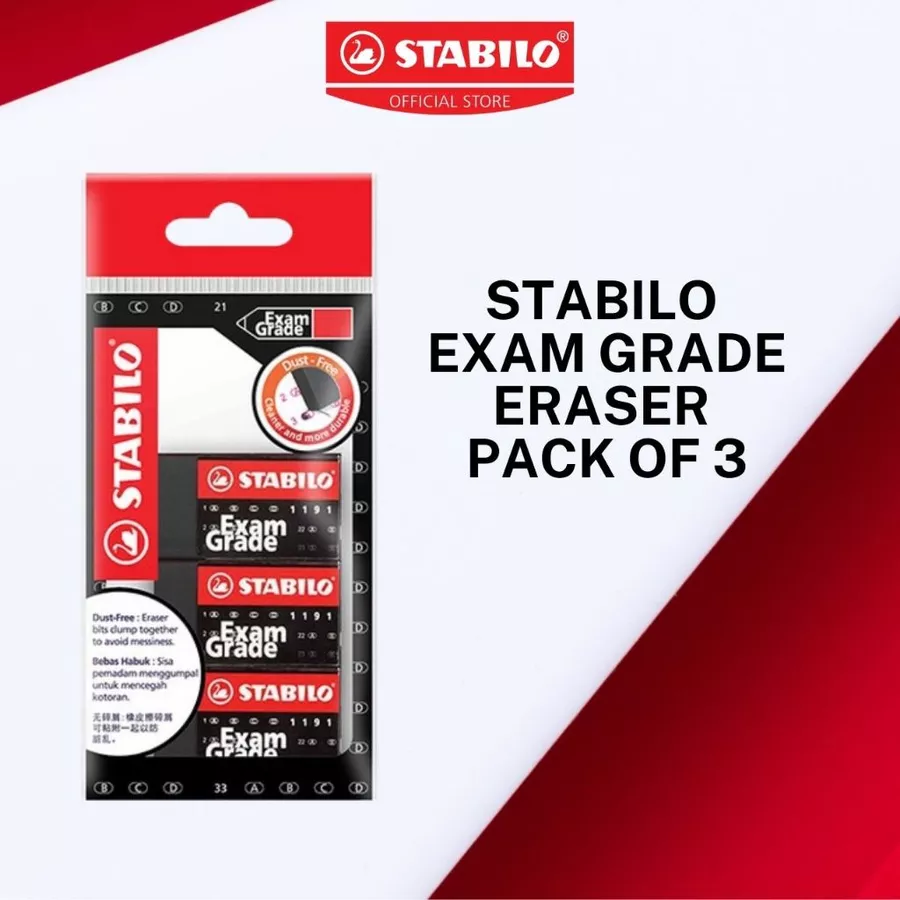 STABILO Exam Grade Eraser in Black or White Pack of 3