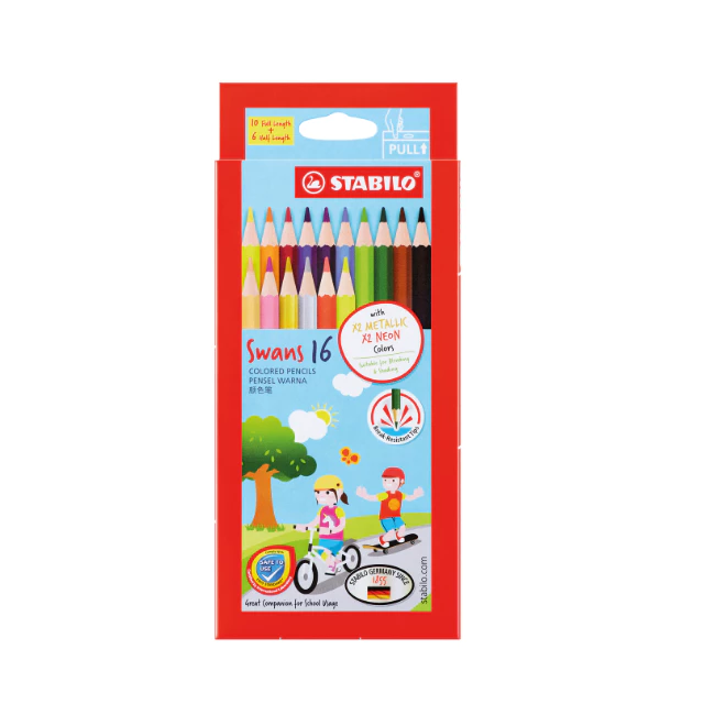 STABILO Swans + Metallic + Neon Box of 16/30 School Office Stationery Colour Pencil / Pensil Warna Alat Tulis Sekolah