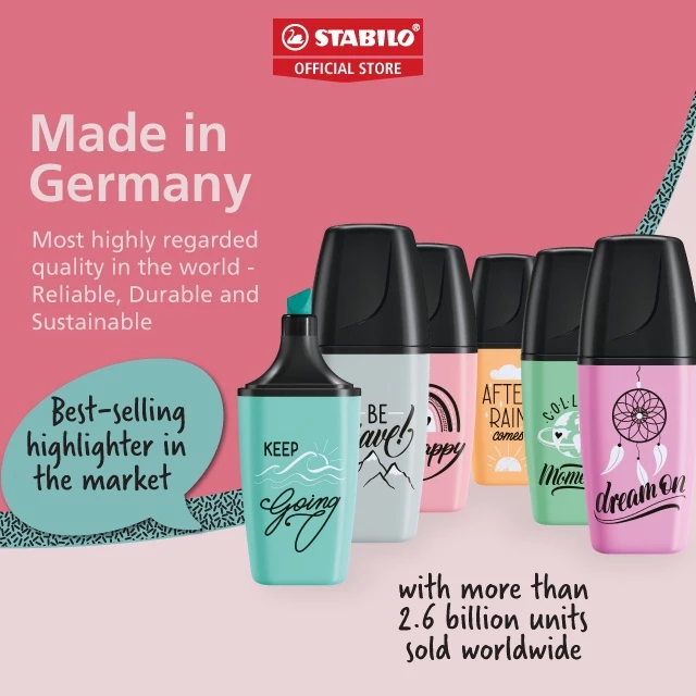 STABILO BOSS MINI Highlighter - Pastellove 2.0 Highlighter Pen Set Stationery Box of 6pcs - Novelty