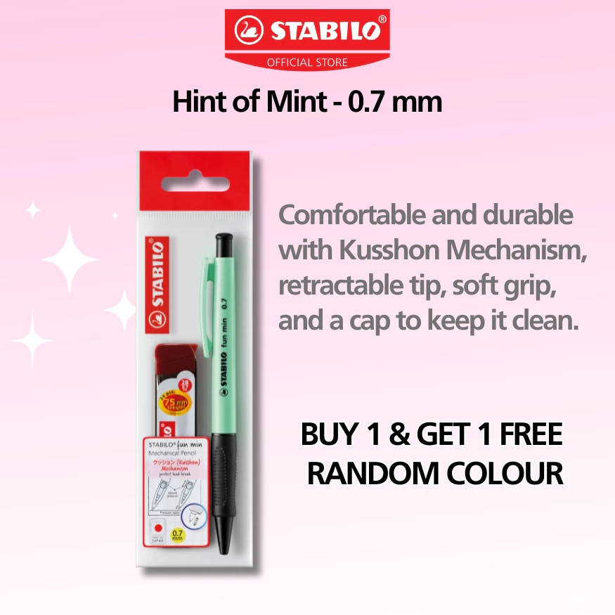 BUY 1 FREE 1 STABILO fun min Mechanical Pencil FREE Refill Lead Set (0.5mm & 0.7mm)